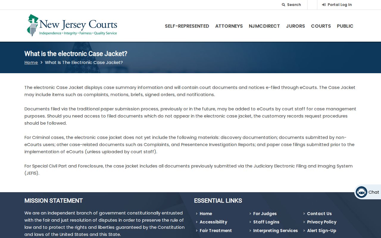 Kearny resident lookup limits in the Electronic Case Jacket FAQ