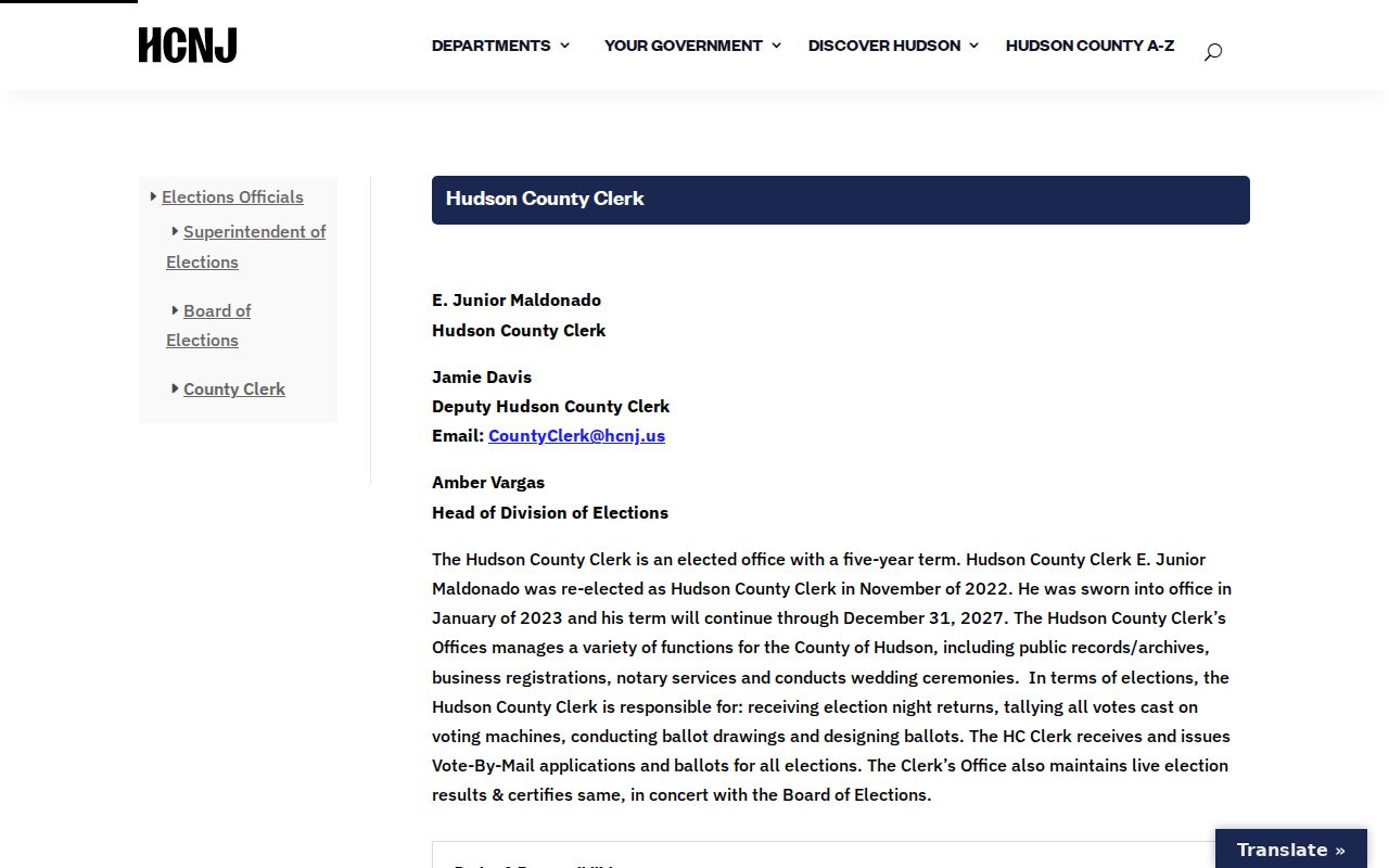 Kearny neighbors reference showing the Hudson County Clerk records-routing page