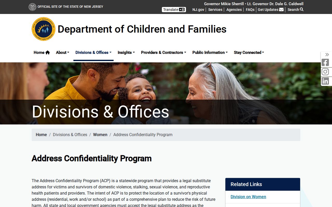 Kearny neighbors reference showing the New Jersey Address Confidentiality Program