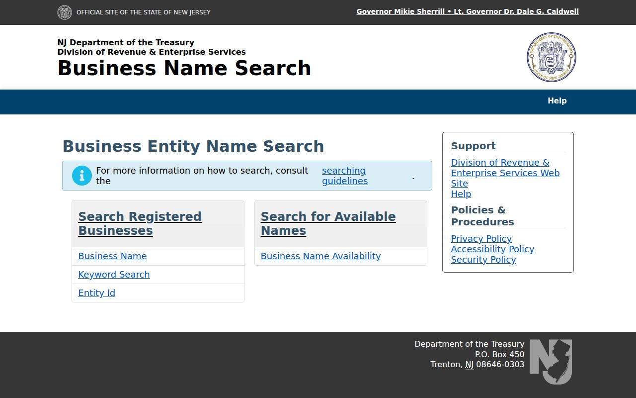 Kearny resident lookup through New Jersey business name search