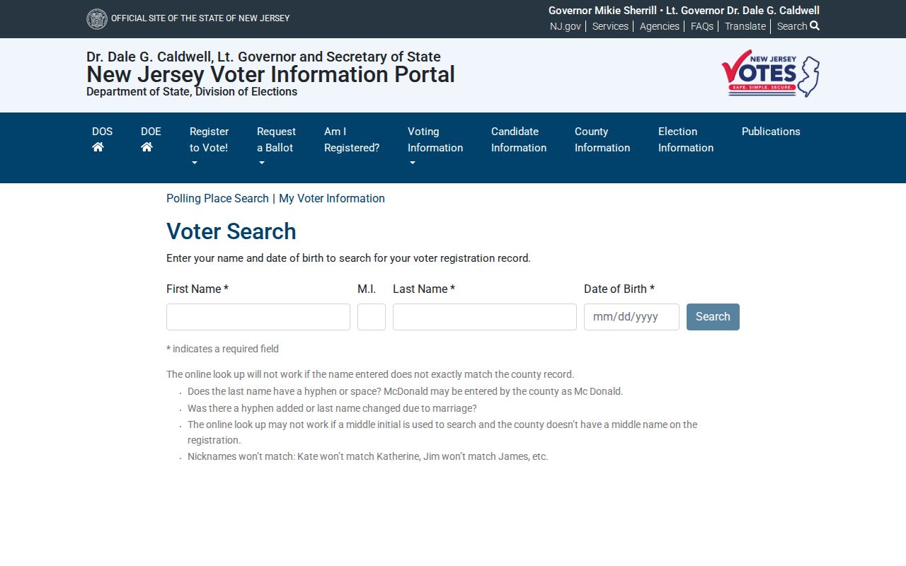 Kearny residents directory New Jersey voter registration status lookup