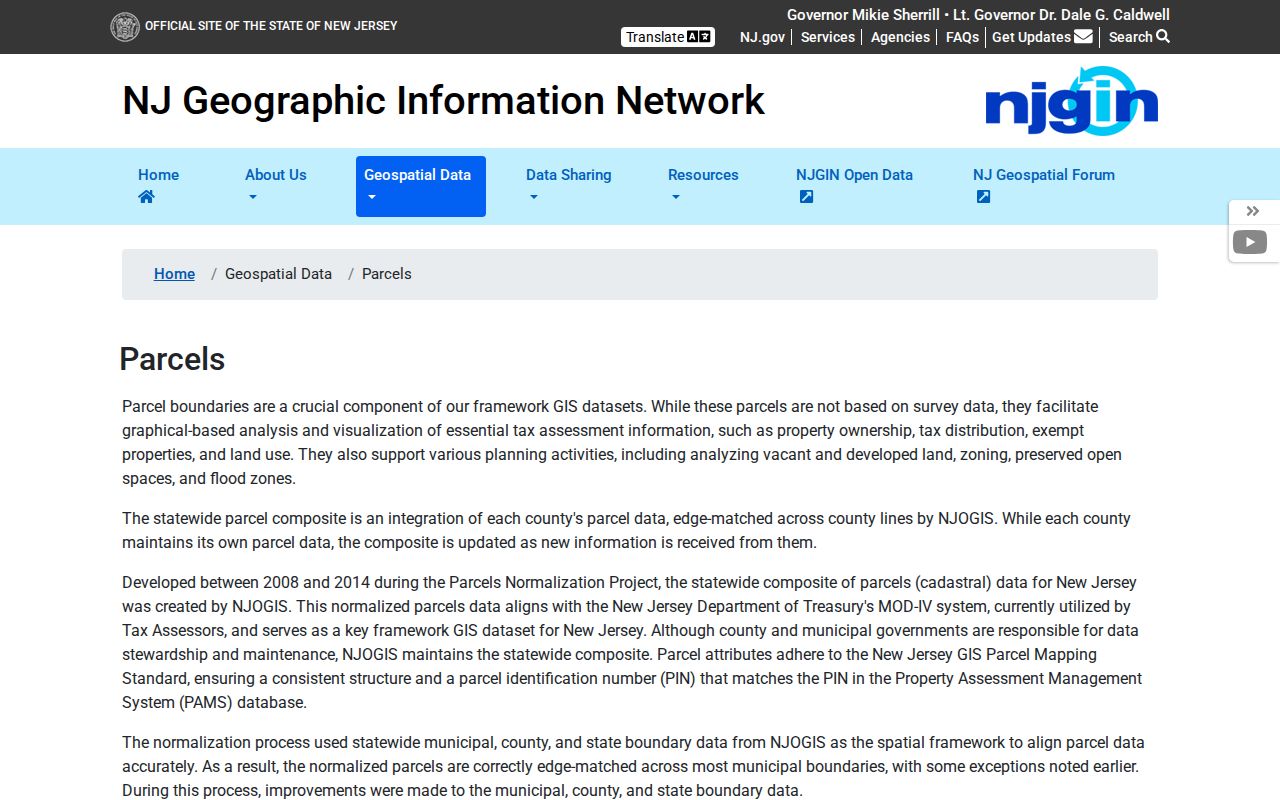 Kearny ZIP code directory reference showing New Jersey GIS Property Explorer parcel search options